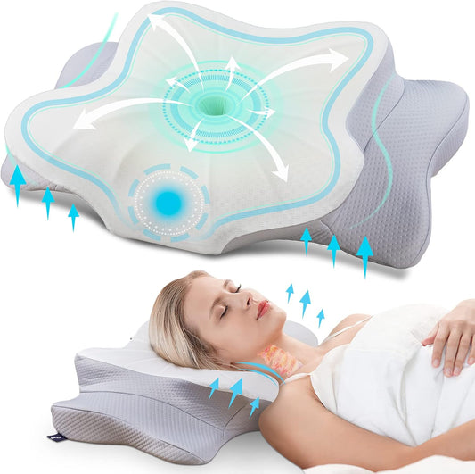 Ergonomic Contour Memory Foam Cervical Pillow - Ultimate Neck & Shoulder Support for All Sleep Positions with Luxurious Pillowcase